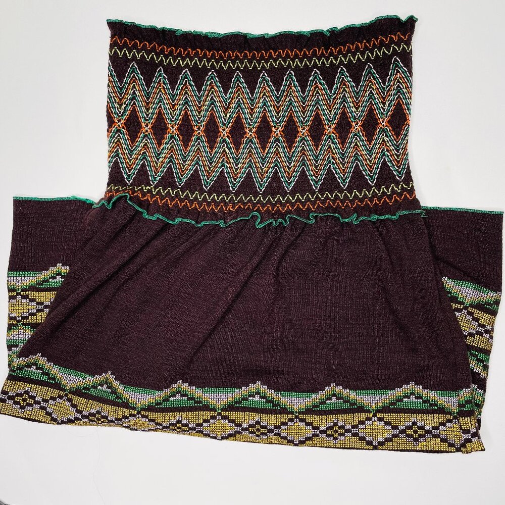 Hazel by Anthro Y2K Tube Top Dress Embroidered Smocked Retro Small